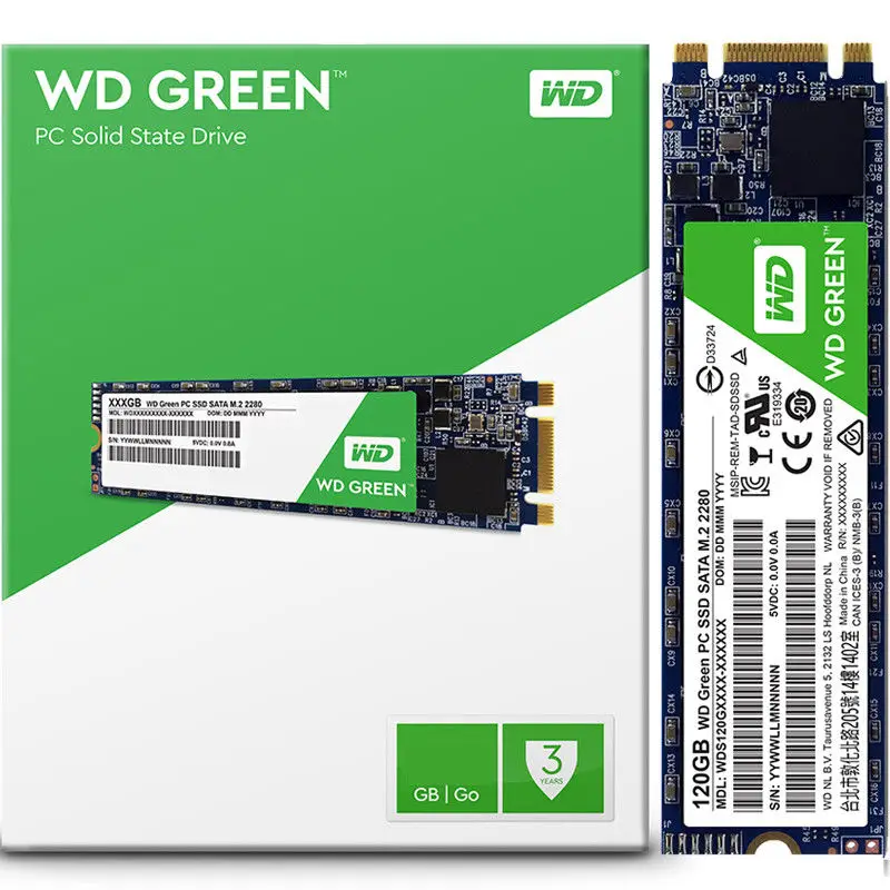Жесткий диск WESTERN DIGITAL WD GREEN SSD 120 ГБ 240 480 1 ТБ внутренний SATA3.0 M.2 2280 твердотельный