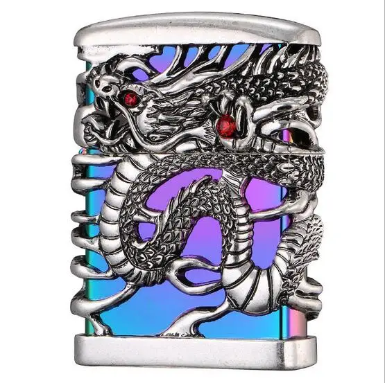 Керосиновая Зажигалка из чистой меди рельефная ветрозащитная dragon personality новая