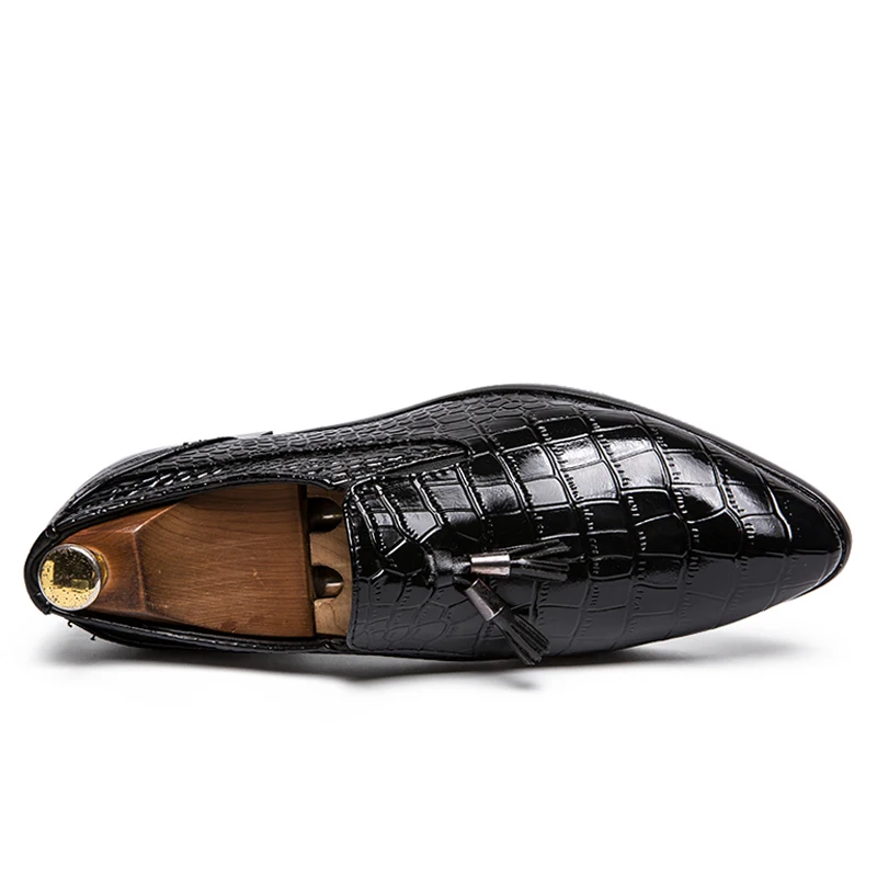 FIXSYS Trend Mens Fashion Tassel Loafers Crocodile Pattern Footwear Breathable Slip-On Driving Shoes Man Moccasins Smoking | Обувь