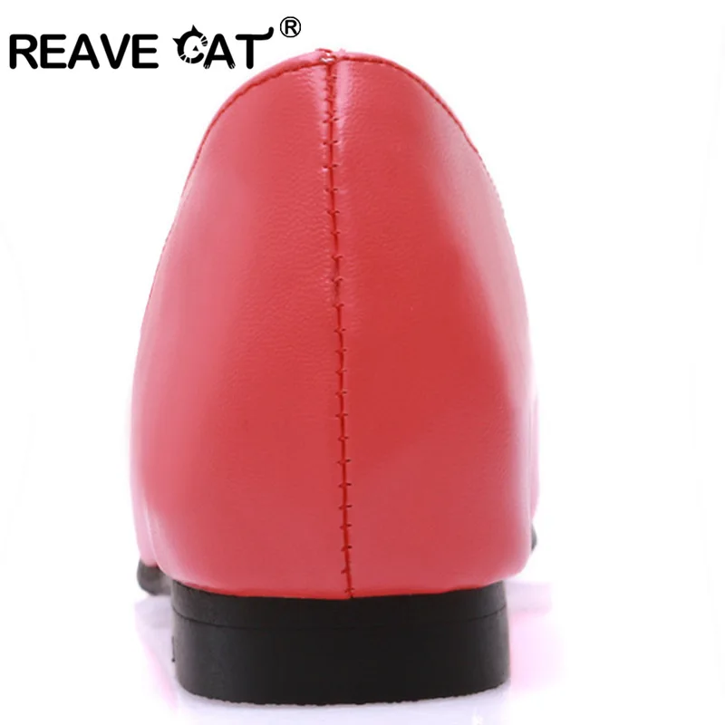 REAVE CAT/Женская обувь; сезон весна-лето-осень; большие размеры 31-47; Женские однотонные туфли на плоской подошве; цвет черный, красный, белый, розовый; модные красивые вечерние туфли; QL5270