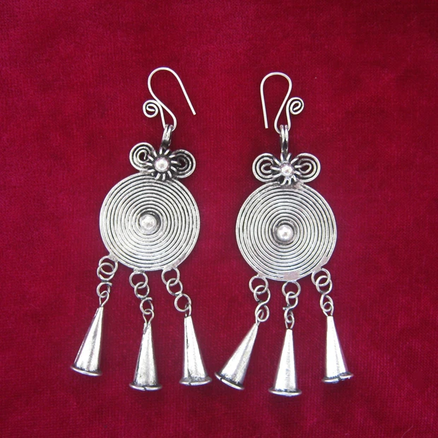 Серебряные серьги ручной работы Miao в стиле ретро с изображением тыквы и цветов