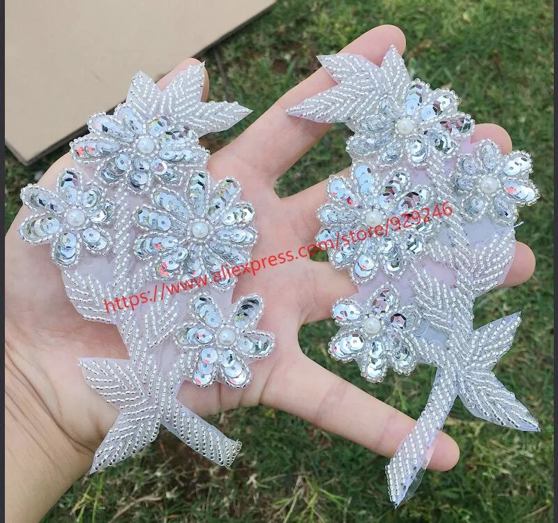 1 пар/упак. белые блестки необычная Цветочная аппликация в паре бусины отделка