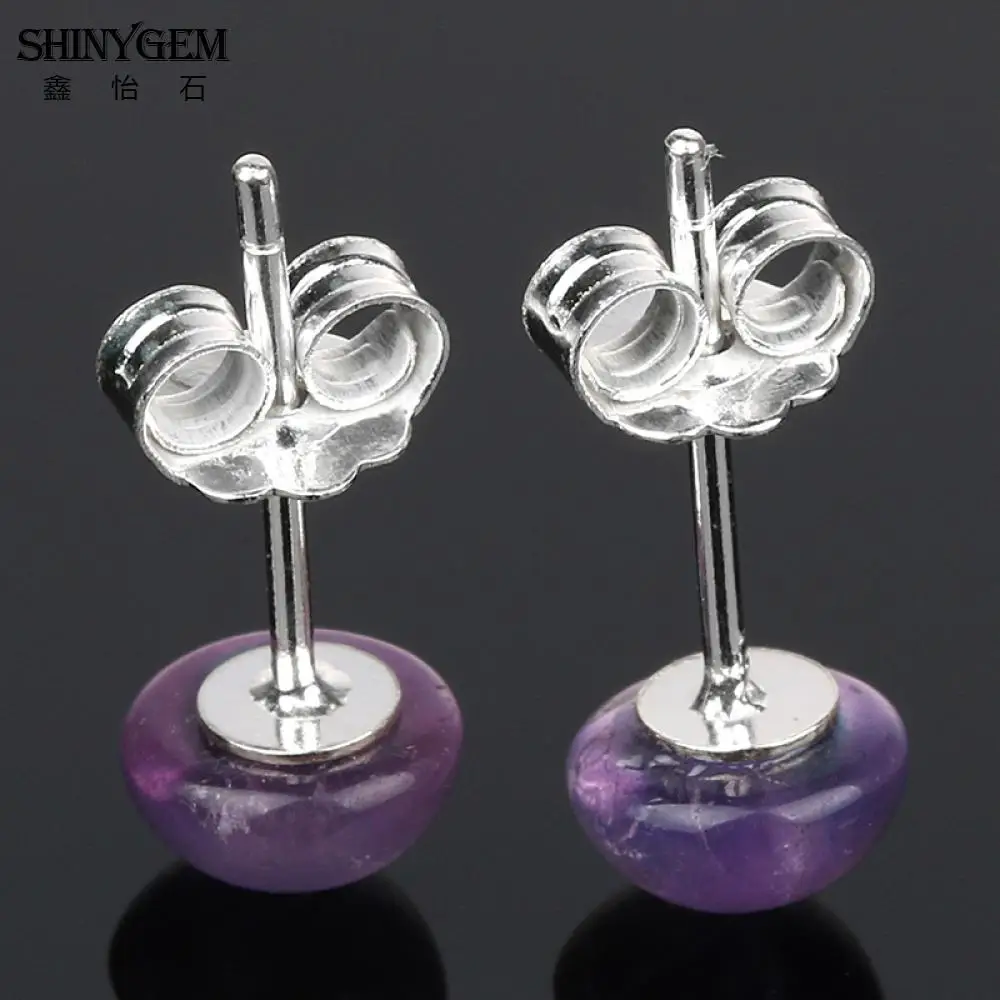 Женские круглые серьги-гвоздики ShinyGem 6 мм маленькие размеры милые класса ААА