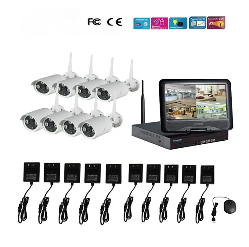 YobangSecurity 10 1 дюймов 8CH wifi NVR беспроводная камера безопасности с наружной 1.0MP 720P
