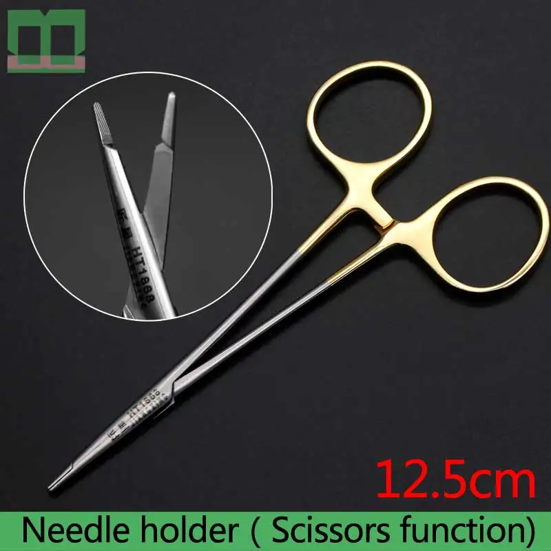 Meedle holder With scissors Aureate handle Cosmetic and plastic surgery instruments and tools Medical surgery