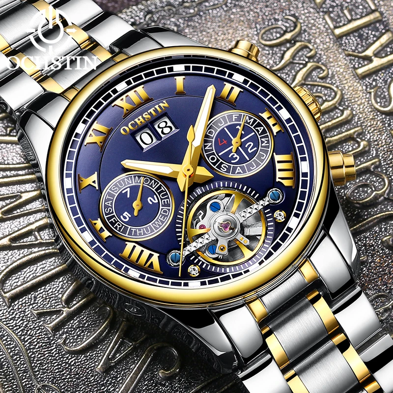 Часы Tourbillon для мужчин автоматические водонепроницаемые из стали 2019|Мужские