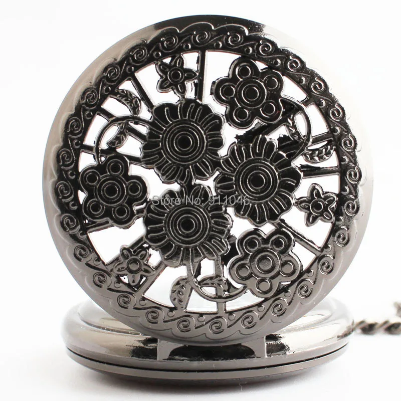 Лидер продаж винтажные черные открытые Механические карманные часы высокого