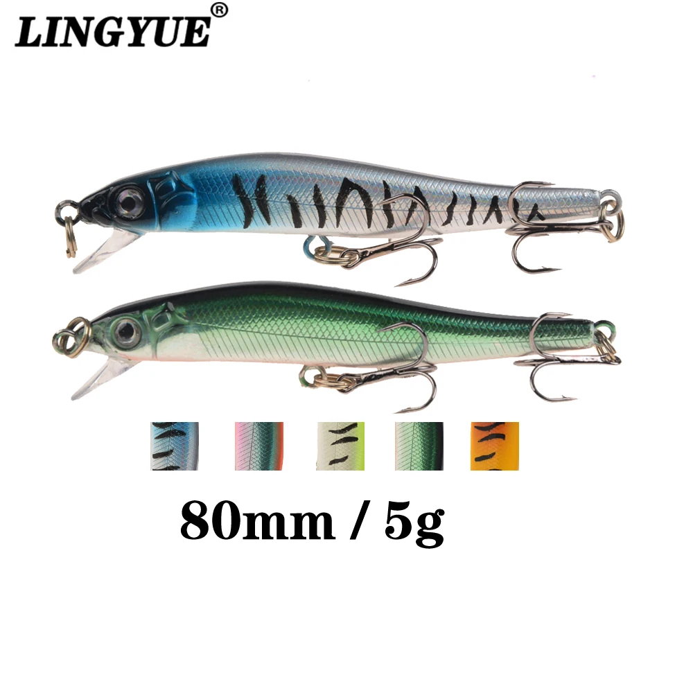 

LINGYUE 1PCS 8cm/5g Minnow Fishing Lure Hard Bait Tight Wobblers 3D Eyes Crankbaits Floating Trolling Tool Artificial Pesca