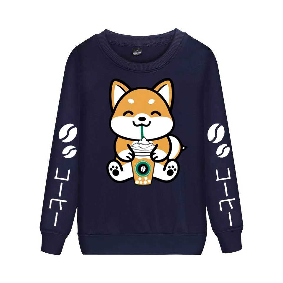Coffee Frappe Шиба ину Crewneck Sweatershirt Kawaii Hoodie | Женская одежда