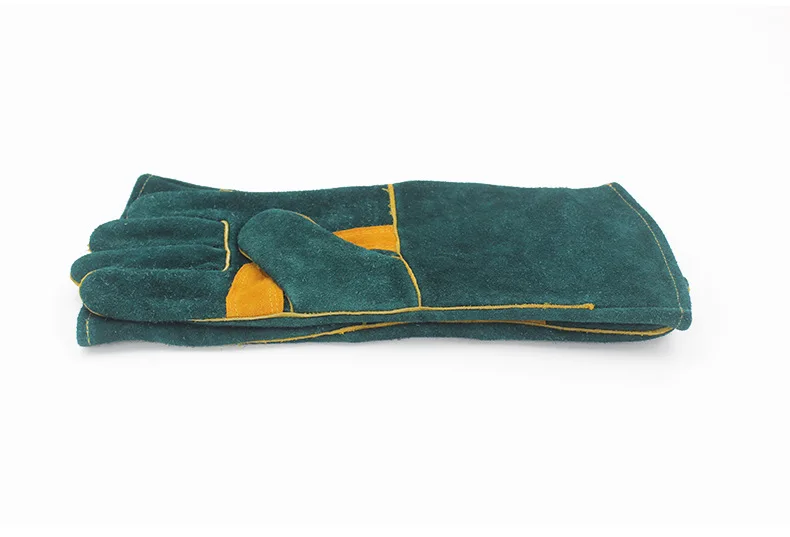 

blue Welding Work Gloves with Yellow Palm Welders Thick Cow Split Leather Kitchen Stove Heat Puncture Resistant BBQ Glove