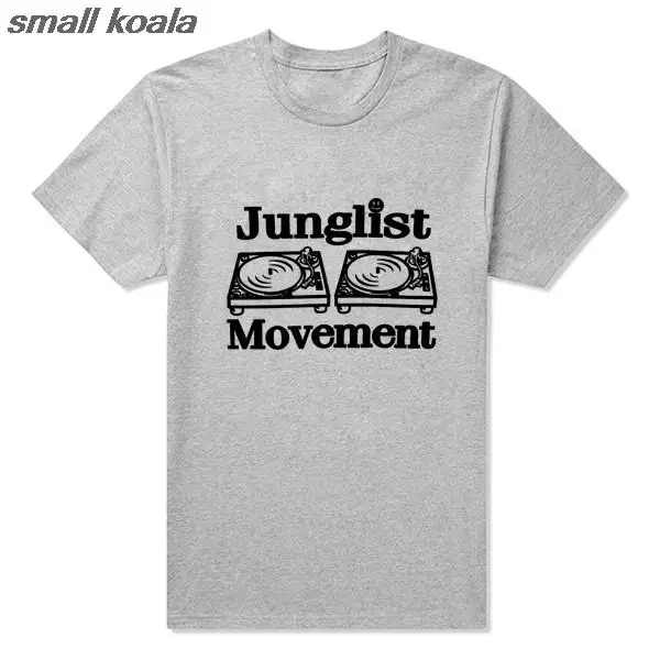 Барабанные и бас Клубные вертушки палубы музыка DNB человек Junglist движение футболки MenCotton O образным вырезом мужские футболки