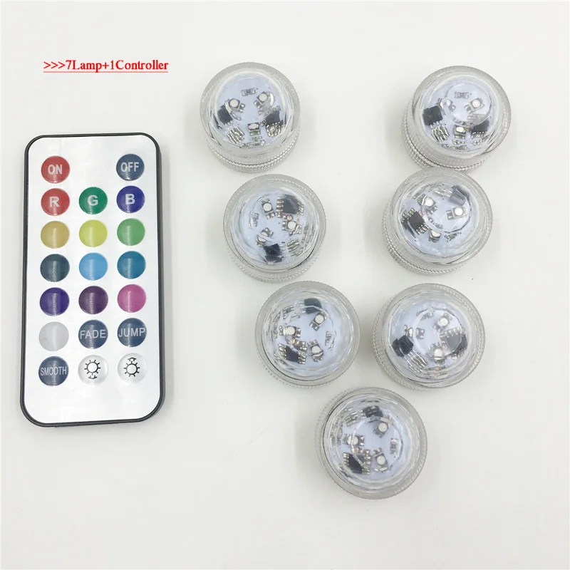 RGB Led многоцветный RGB+ пульт дистанционного управления погружной светильник IP68 подводный бассейн пруд светильник Открытый Декор Светильник ing лампа - Испускаемый цвет: 7Lamp 1Controller