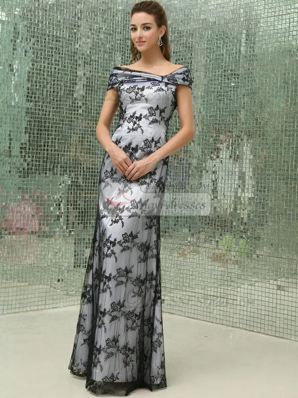 Длинные вечерние платья черного кружева платье де феста халат вечер партии 2017| |