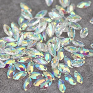 6x12mm 50pcs Смешанные формы и смешанные размеры кристально чистый AB Цвет пришивные стразы с плоской задней стороной Пришивные пуговицы DIY вечерние платья одежда ткани - Цвет: 6x12mm 50pcs