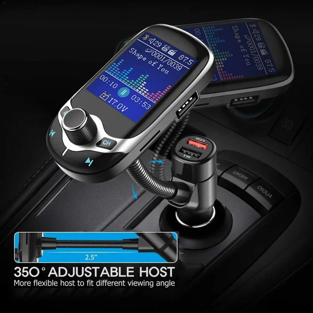 FM трансмиттер с цветным экраном для автомобиля MP3 беспроводной Bluetooth