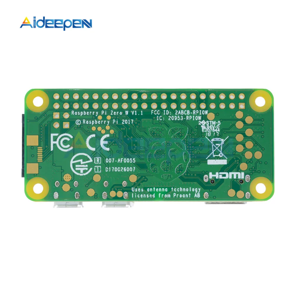 Для Raspberry Pi Zero W V1.3 1GHz 512MB со встроенным беспроводным WiFi и Bluetooth модулем + двойной Micro