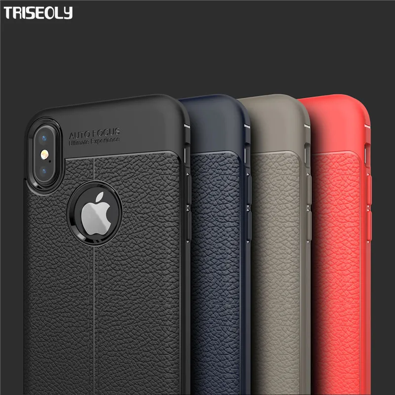 Triseoly For iPhone X Case Ten 8 Plus Top Quality Carbon Fiber Leather Soft 7 6 6S Cover |