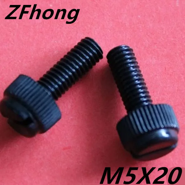 

500pcs M5*20 Black Plastic Knurled Head Slotted Screw