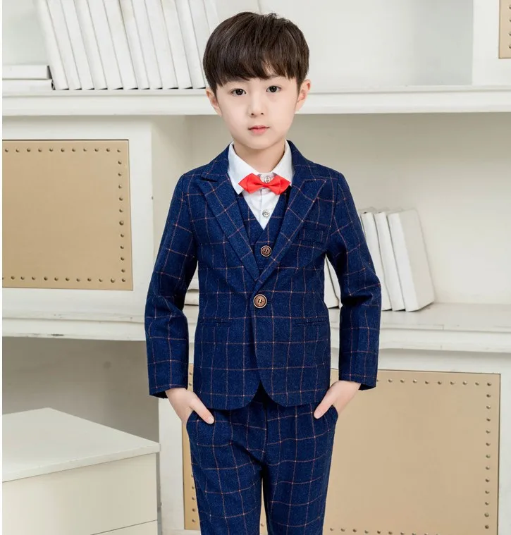 Jakcet Vest Pants L Деловой костюм для маленьких мальчиков; блейзеры; Детские свадебные костюмы; смокинги с цветочным узором для мальчиков; школьный детский весенний танцевальный костюм для выступлений на фортепиано - Цвет: Jakcet Vest Pants L