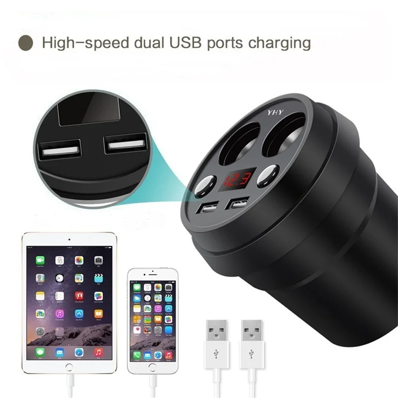 Двойной Переходник USB для зарядки в машине с независимым переключателем