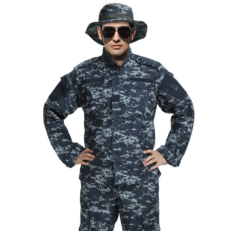 Digital Blue Немецкий армейский лесной Камуфляжный костюм ACU BDU, военный Камуфляжный костюм, комплекты CS, Боевая тактическая Пейнтбольная форма, куртка и штаны - Цвет: Digital Blue