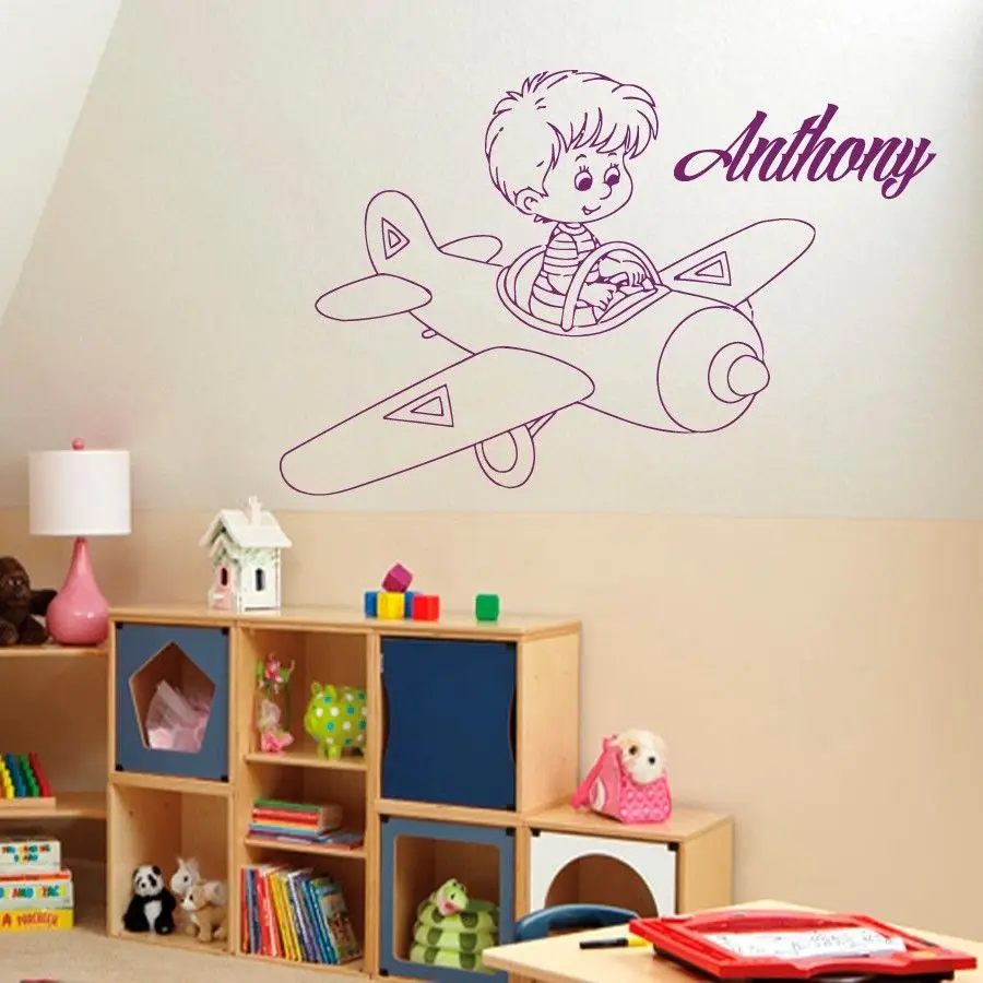 Милые Мультяшные настенные наклейки с персонализированным именем для детской