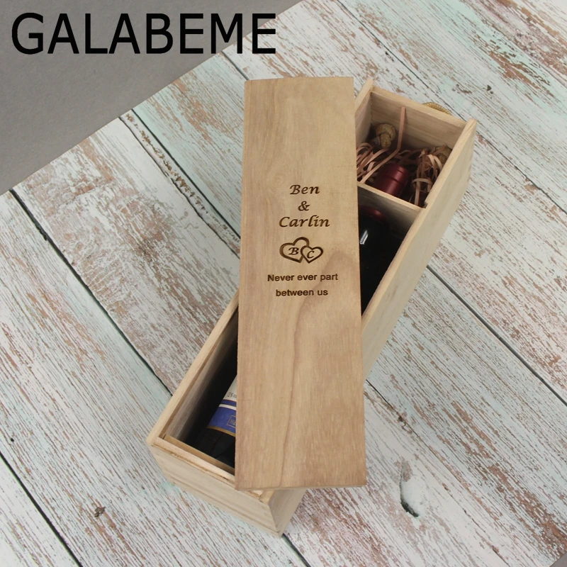 Galabeme пользовательские деревенский деревянный ящик для вина Персонализированные Гравированные деревянные коробки кольцо свадебное оформление коробки индивидуальный свадебный подарок