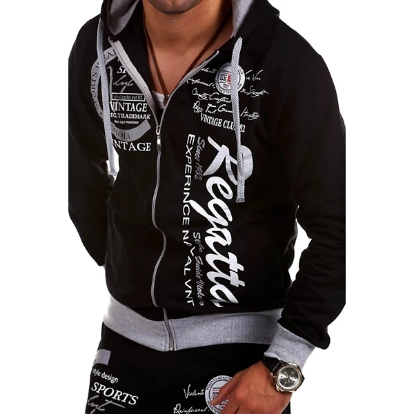ZOGAA New Men's Casual Tracksuit Two Piece Set Unique Letter Printed Hooded Sports Male Sweat Suit | Мужская одежда