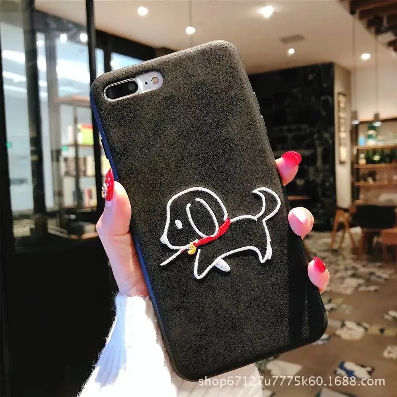 Милый чехол с вышивкой для пар Apple XS MAX iPhone6S/7/8plus защитный мужчин и женщин телефона