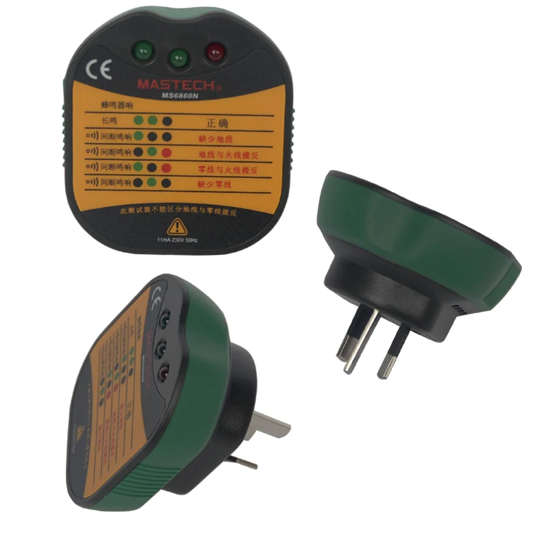 Тестер электрической розетки MASTECH MS6860N тестер напряжения 220 В|tester 220v|tester voltagetester