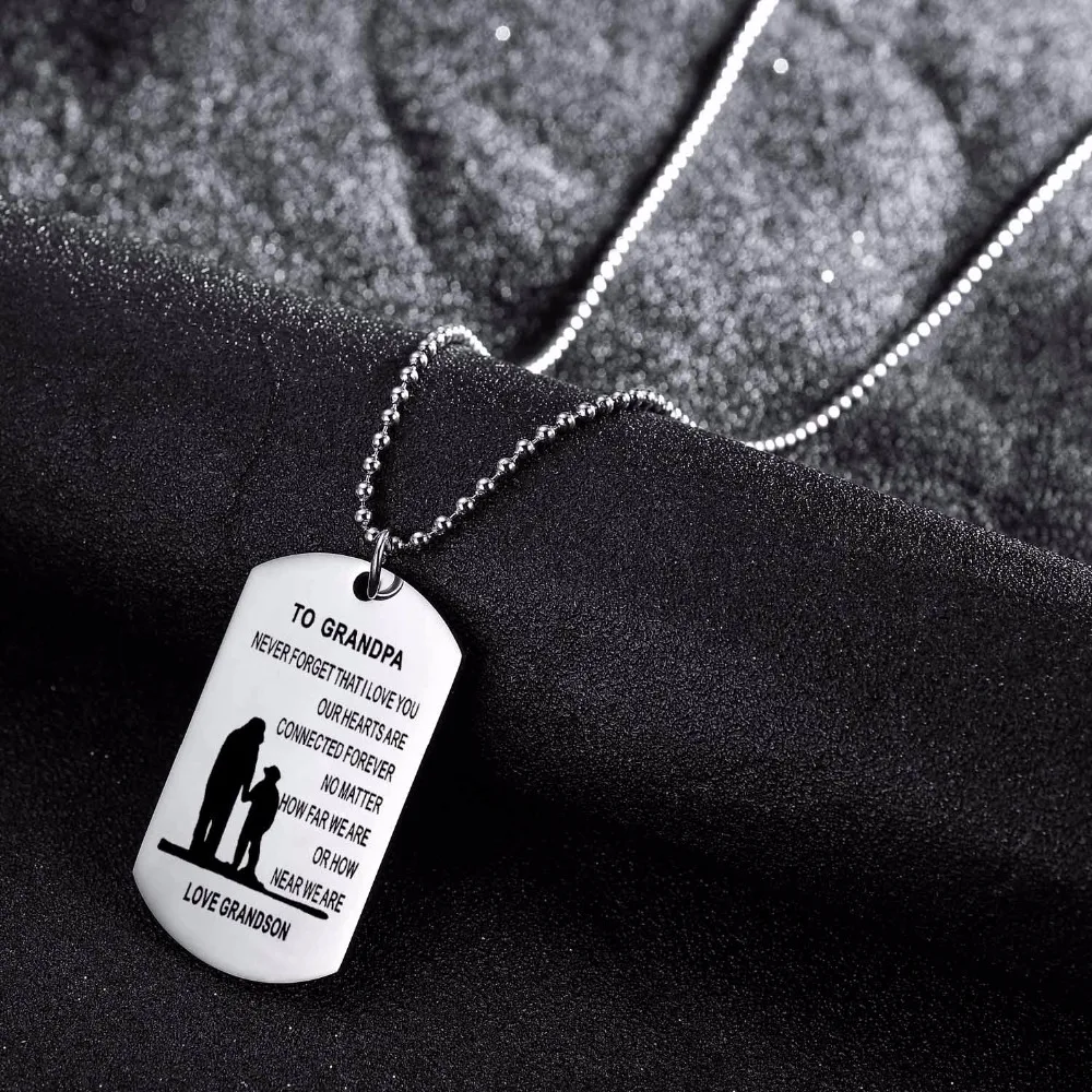 12 шт./лот очарование Dog Tag Нержавеющая сталь подвеску к дедушка Love внука бусины