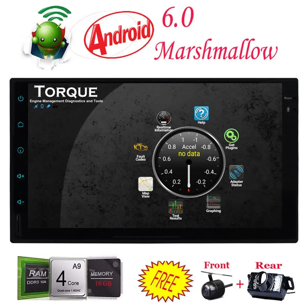 Автомагнитола с камерой заднего вида Android 6 0 GPS Wi Fi OBD2 без DVD|gps 2din|radio gpsdouble din |