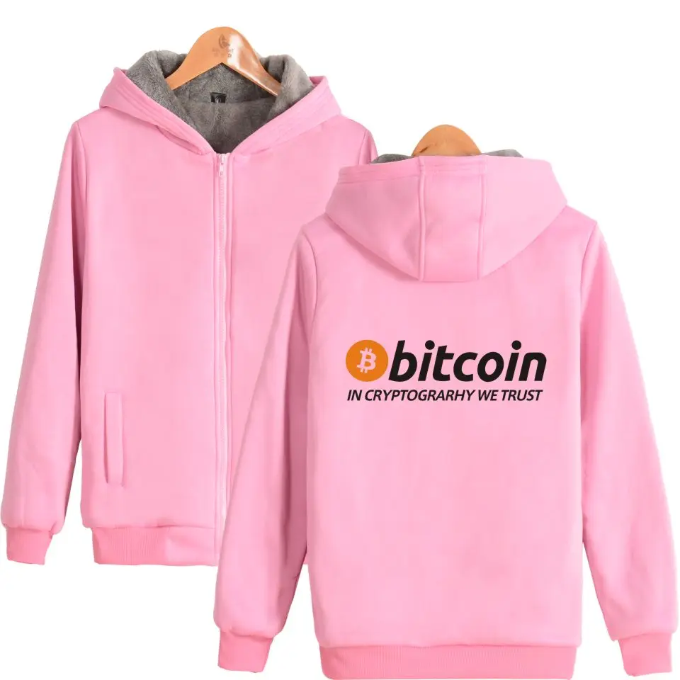 Новый Bitcoin в Cryptograrhy We Trust толстовки на молнии с Для мужчин женщин Повседневное