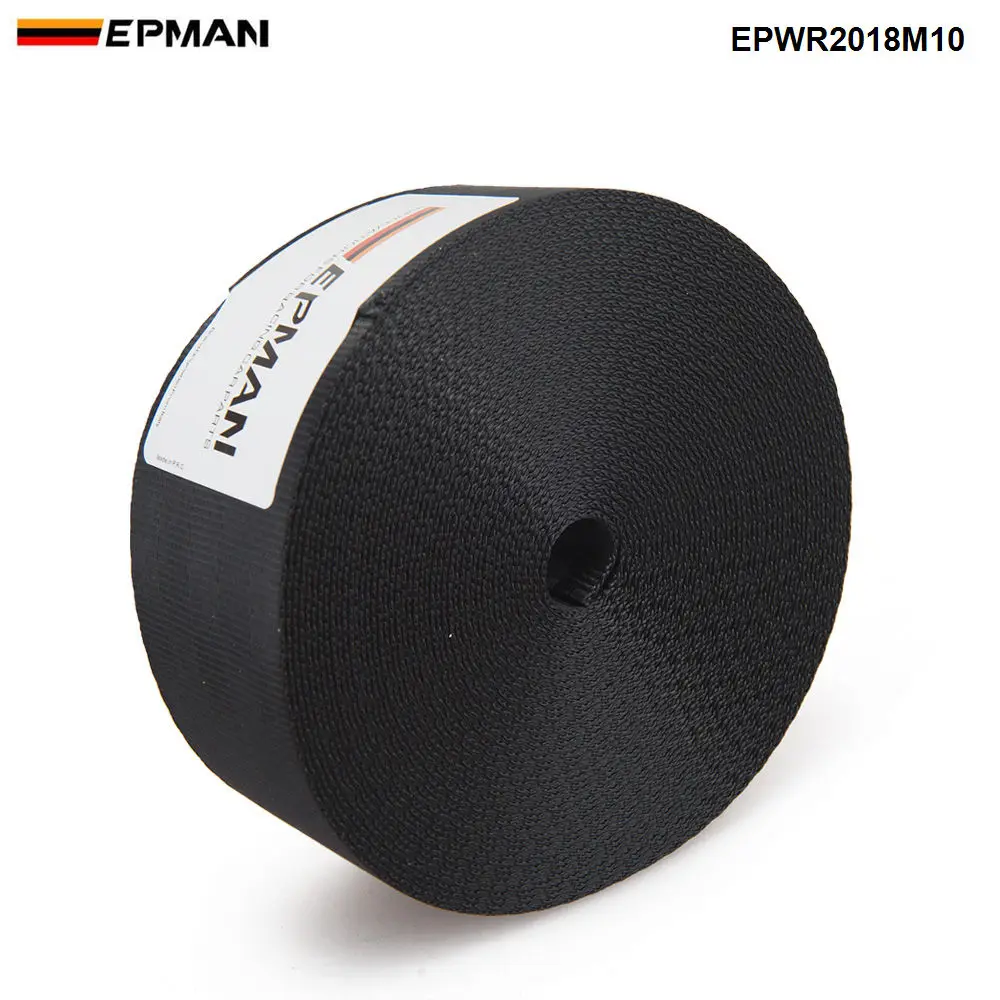 Черный EPMAN L: 10 м гоночный ремень безопасности 4,8 см* 10 м тканевый ремень безопасности для автомобиля аксессуары epsr2018m10 - Название цвета: Черный