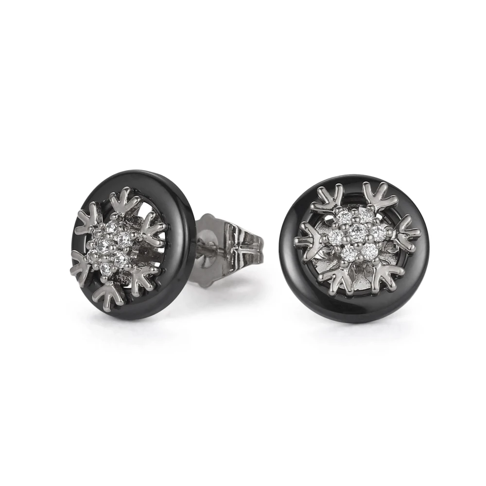 12 мм модные черные/белые керамические серьги гвоздики из нержавеющей стали