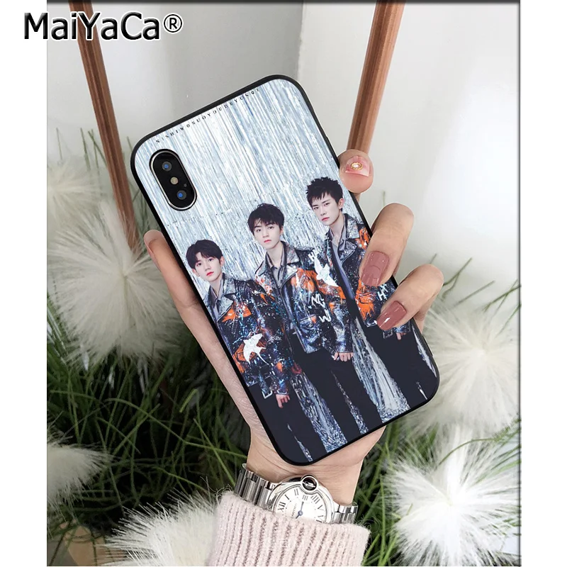 MaiYaCa мальчик команда TFboys черный ТПУ мягкий чехол для телефона Apple iPhone 8 7 6 6S Plus X XS MAX