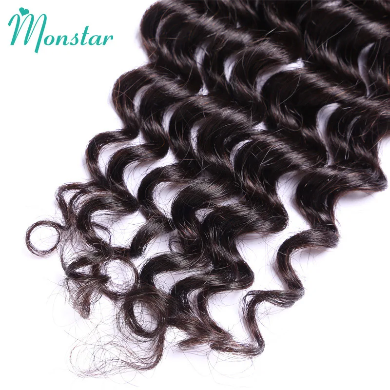 Monstar бразильские Remy человеческие волосы глубокие синтетические волнистые 4x4