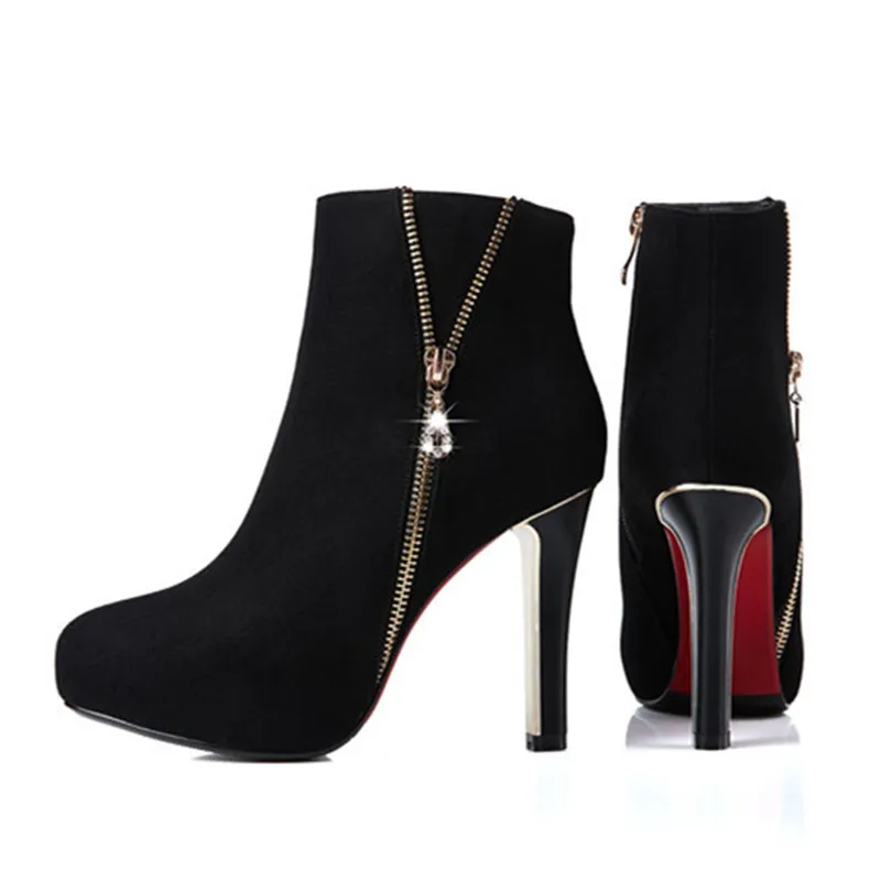 MEMUNIA 2020 new ankle boots for women fashion zipper elegant crystal autumn winter extreme high heels | Обувь