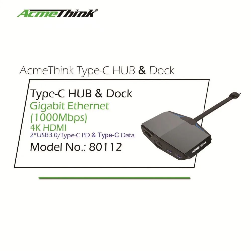 AcmeThink usb тип c Multi Функция адаптер с LAN VGA HDMI USB 3 1 и мощность доставки синхронизации