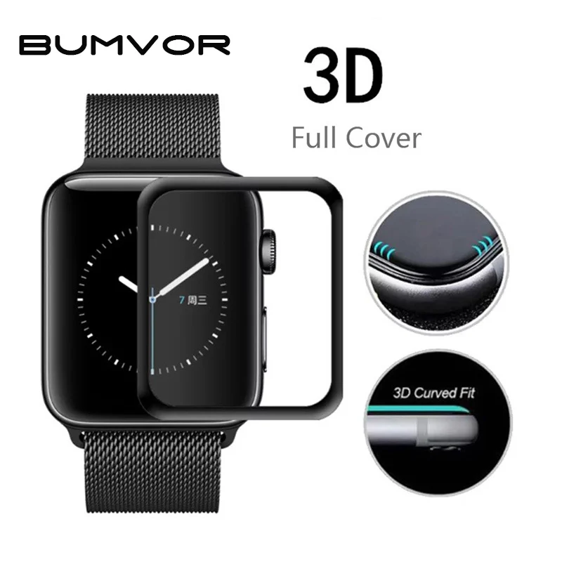 

3D Curved Full Coverage Tempered Glass Protective Film For iwatch Apple Watch Series 2/3/4/5 38/42mm Full Screen Protector Cover