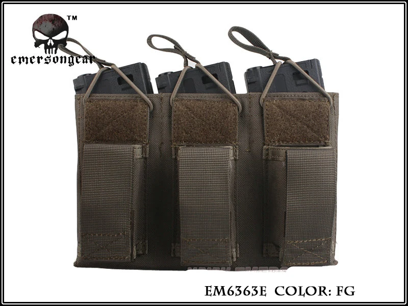 Emersongear Magazine Mag Pouch 5,56 Пистолет тройной Открытый верх армейских подсумок Emerson военная игра Мультикам AOR Черный Хаки