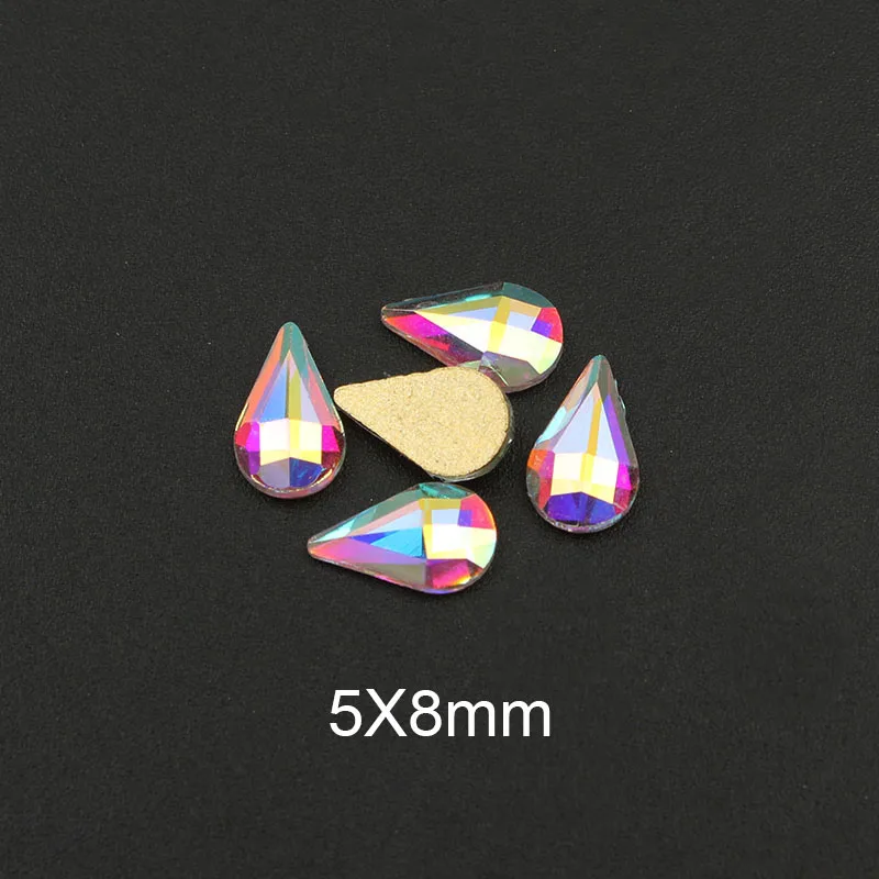 Drop 5x8mm Мода Кристалл AB 30/100 шт./лот 3D дизайн ногтей длинная водяная капля необычной формы красочные стеклянные камни для 3D художественное оформление ногтей - Цвет: Drop 5x8mm