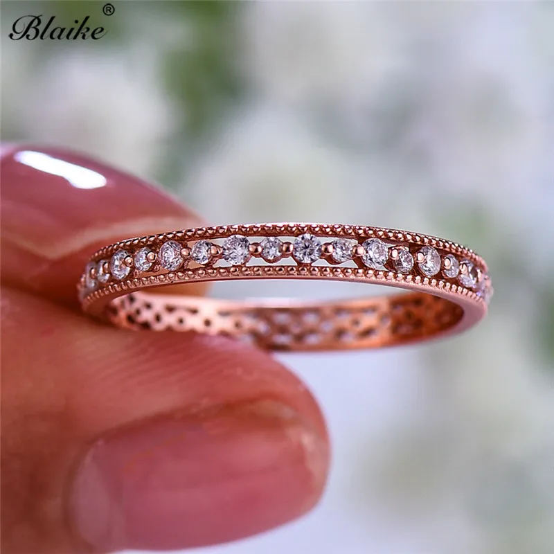Blaike, твердые 925 пробы, серебряные кольца для женщин, минималистичный камень, свадебное тонкое кольцо, штабелирование, обещание, обручальное кольцо с цирконием