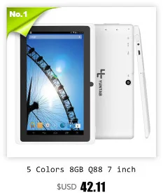 Yuntab " Q88 планшет Allwinner A33 четырехъядерный Android 4,4 8 Гб Двойная камера wifi Google APP Play 5 цветов с Bluetooth