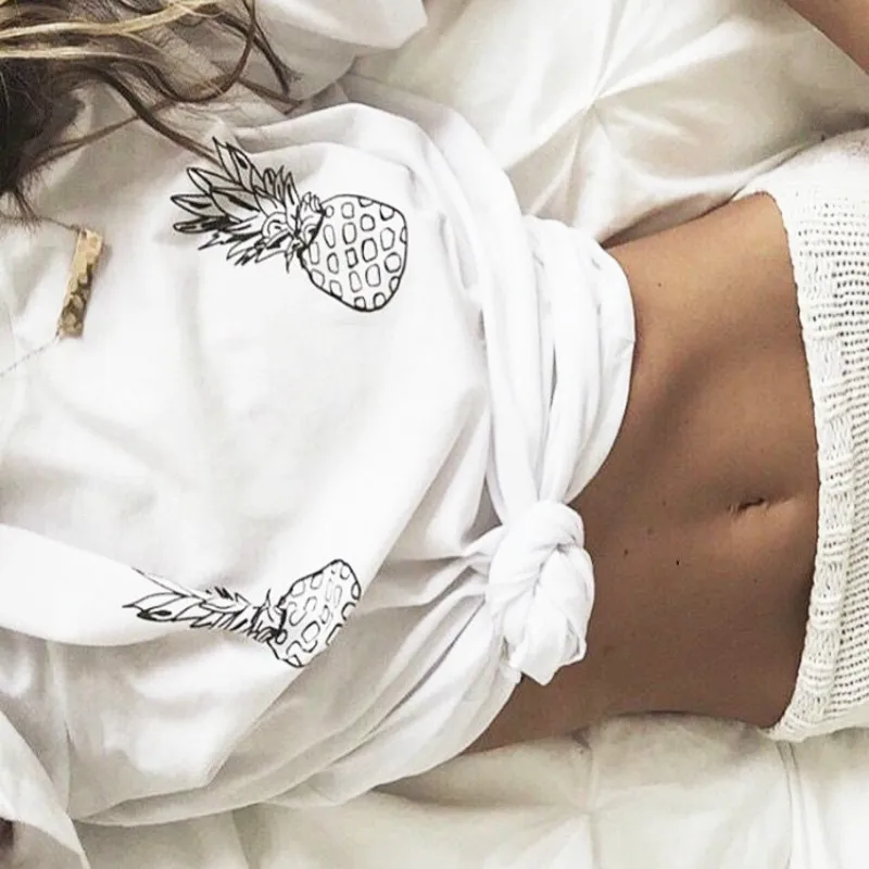 2018 Летний стиль топы Тройники женские короткие футболки с ананасом сексуальные