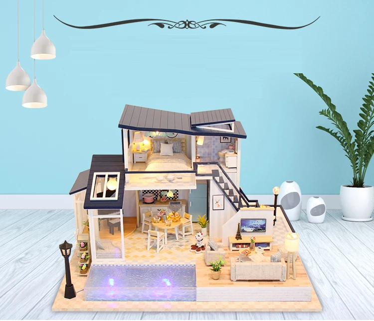 Кукольный дом деревянная мебель Diy миниатюрный дом собрать 3D Miniaturas кукольный домик головоломки наборы игрушки для детей подарок на день рождения