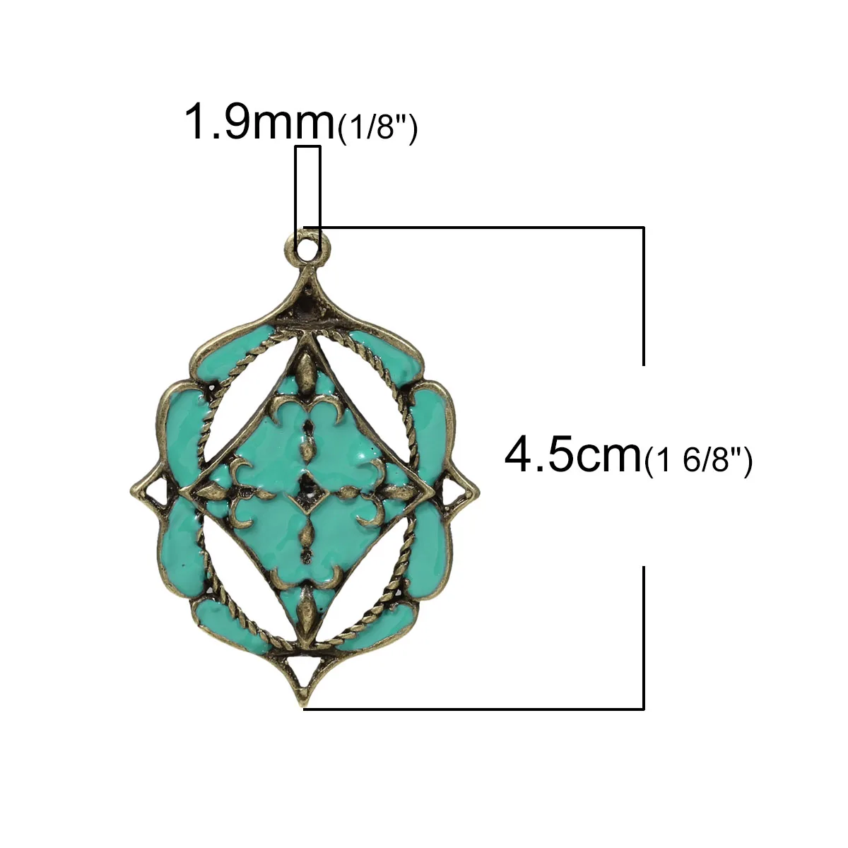 DoreenBeads Подвески на основе сплава цинка щит из античной бронзы мятно зеленая эмаль