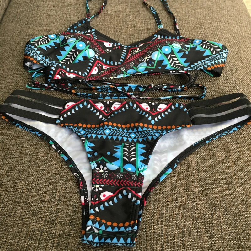 РЕТРО ПРИНТ крест-накрест сексуальный комплект бикини для женщин Maio Feminino Praia винтажный купальник женский купальник пляжная одежда купальный костюм