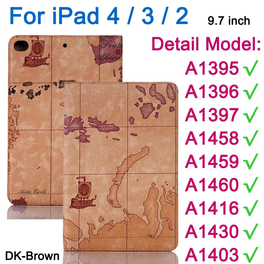 DK Brown-iPd 4 3 2 Для Apple iPad 6 5 4 3 2 Air1 Air 2/iPad Pro 9,7 10,5 11 12,9 дюймов чехол карта Флип кожаный чехол смарт-чехол-подставка - Цвет: DK Brown-iPd 4 3 2