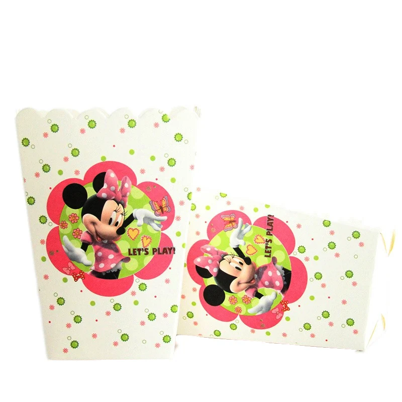 minnie 6 шт./компл. и с рисунком из мультфильма «Мстители ведро для попкорна День рождения поставки Baby shower Подарочная коробка конфет Конфеты Закуски пользу Бумага коробка - Цвет: minnie